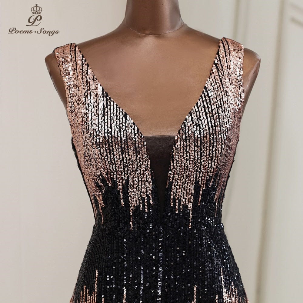 Women's Deep V-Neck Mermaid Formal Evening Dress