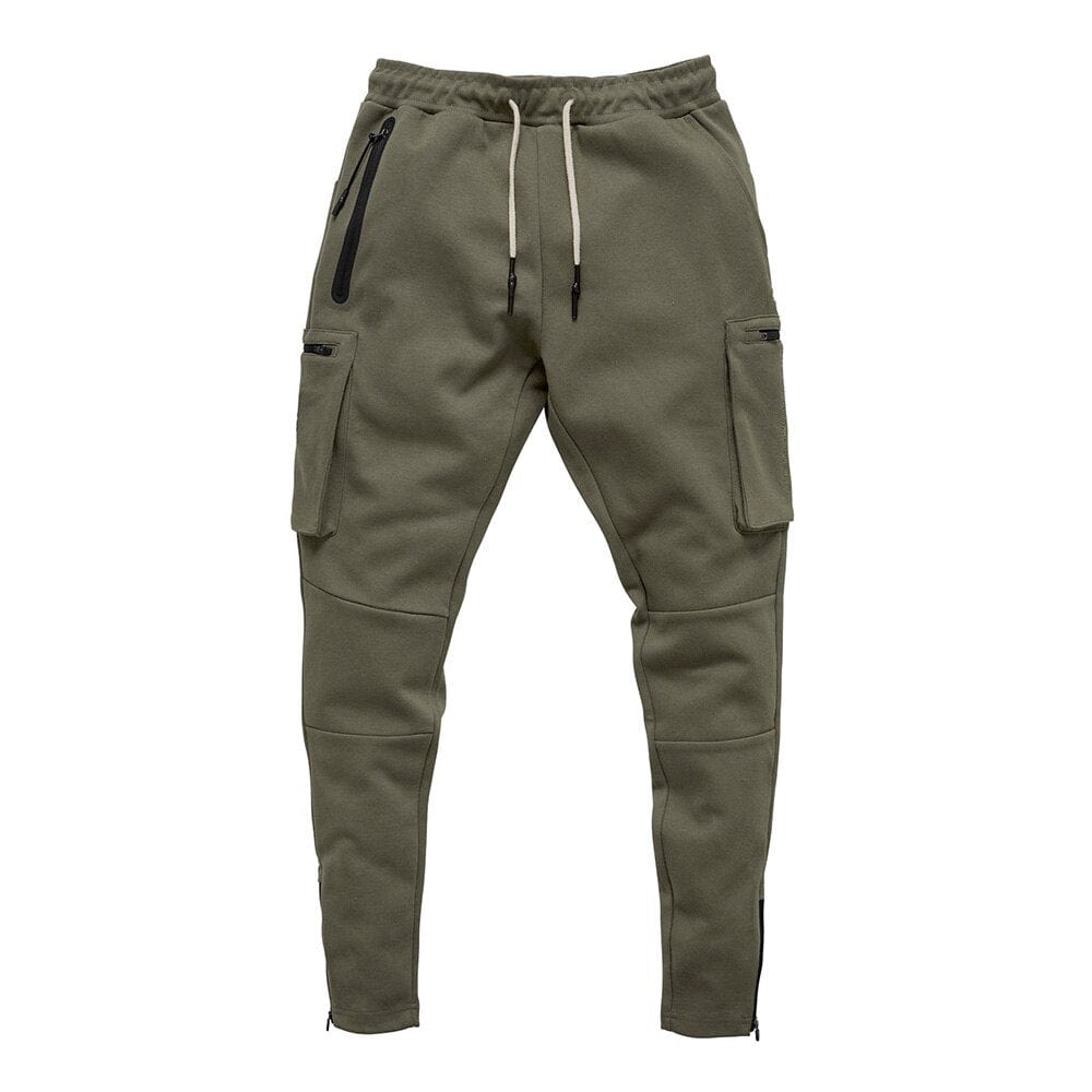 Men's Streetwear Zip-Pocket Muscle Joggers Sweatpants