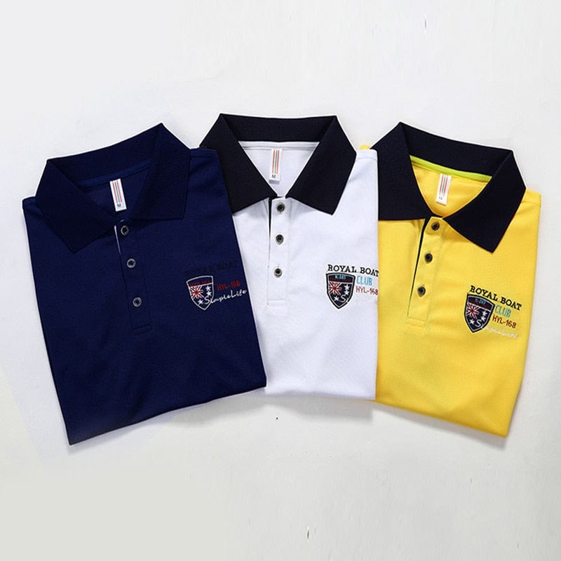 Men's Short-Sleeve Embroidered Casual Business Polo Shirt
