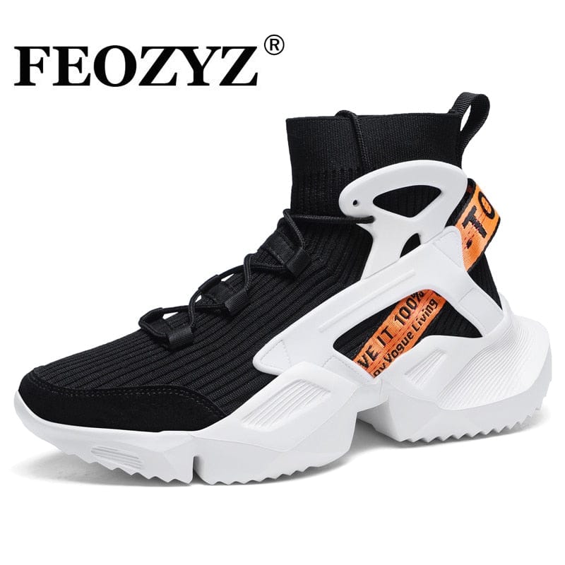 FEOZYZ High Top Fashion Sneakers Men Breathable Running Shoes Knitting Sock Shoes