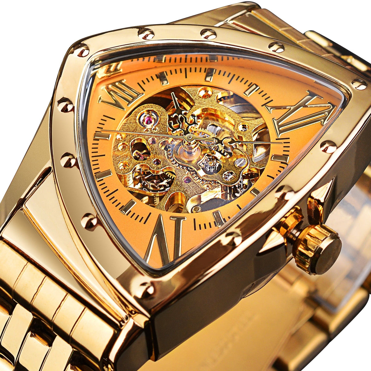 Men's Triangle Skeleton Automatic Stainless Steel Watch