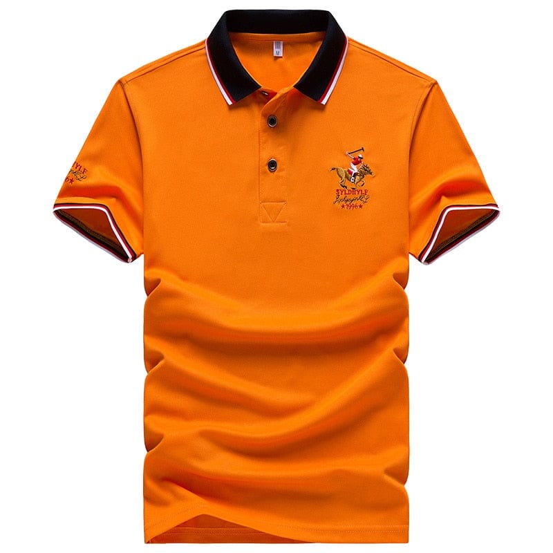 Men's Solid Color Short Sleeve Embroidery Polo Shirt