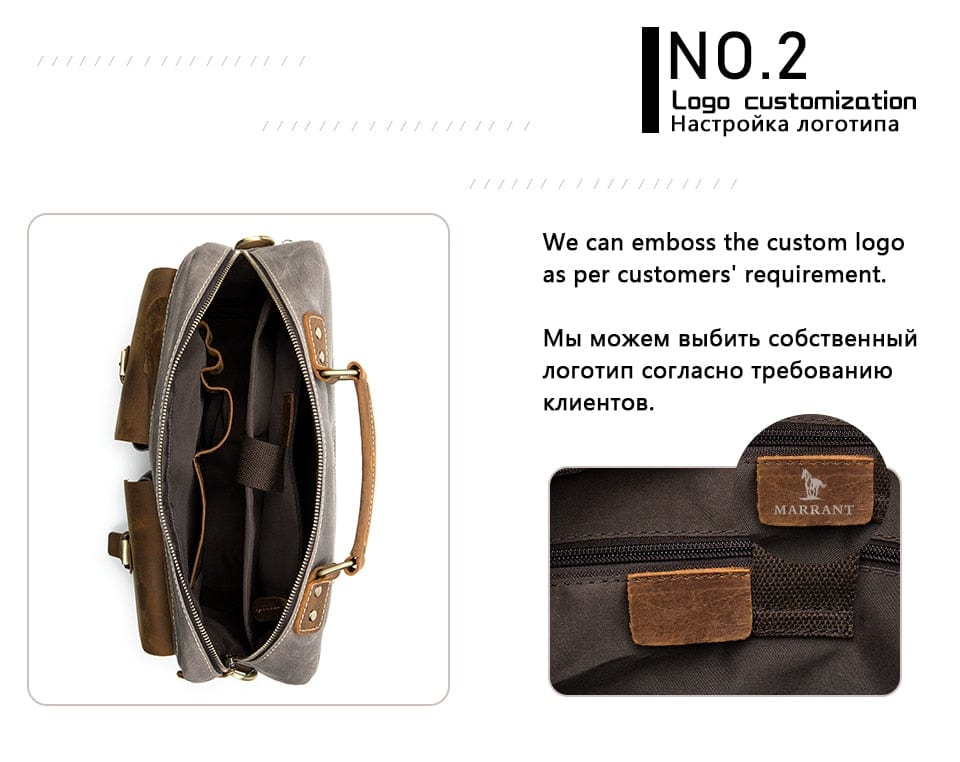 Men's Genuine Leather Business Laptop Briefcase, Lawyer Office Bag