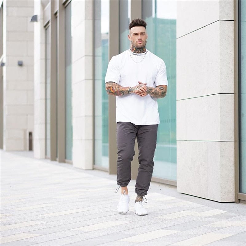 Men's Cotton Short Sleeve Slim Fit Gym T-Shirt