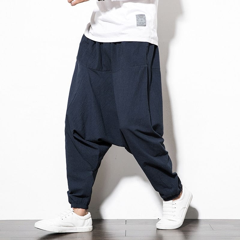 Men's Cotton Linen Chinese Style Harem Joggers