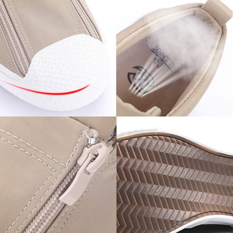 Men's Canvas Double-Zip Casual Loafers Walking Shoes