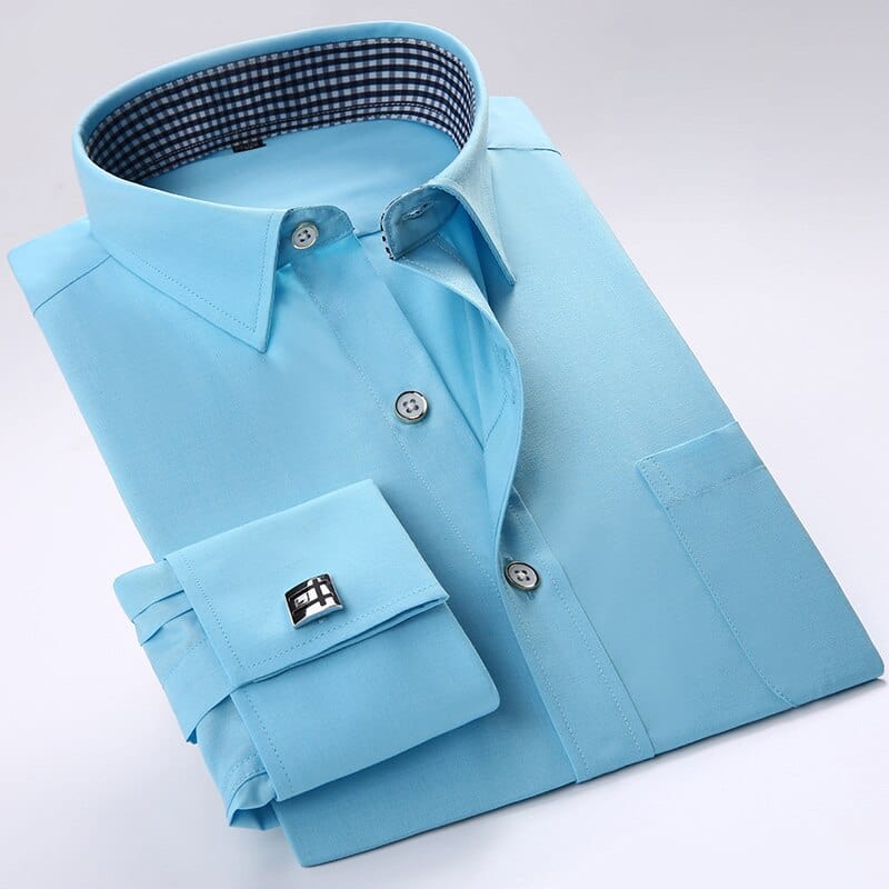 Men's Slim Fit French Cuff Long-Sleeve Tuxedo Dress Shirt