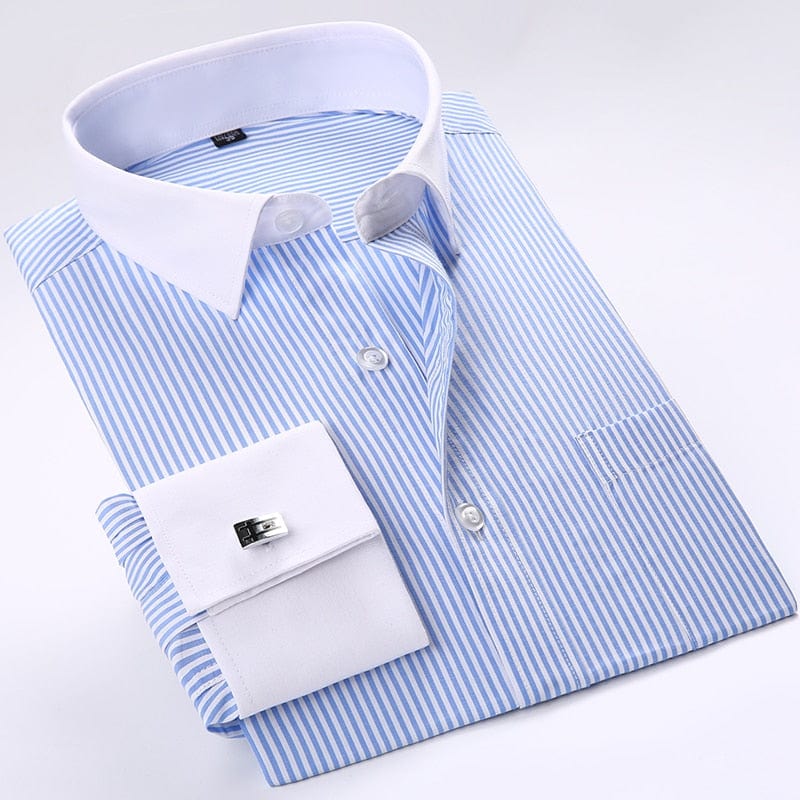 Men's Slim Fit French Cuff Long-Sleeve Tuxedo Dress Shirt