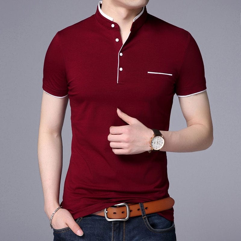 Men's Slim Fit Mandarin Collar Summer Polo Shirt