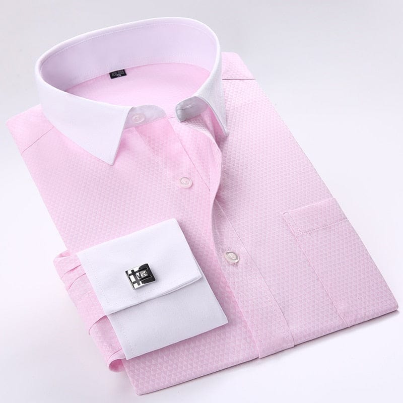 Men's Slim Fit French Cuff Long-Sleeve Tuxedo Dress Shirt