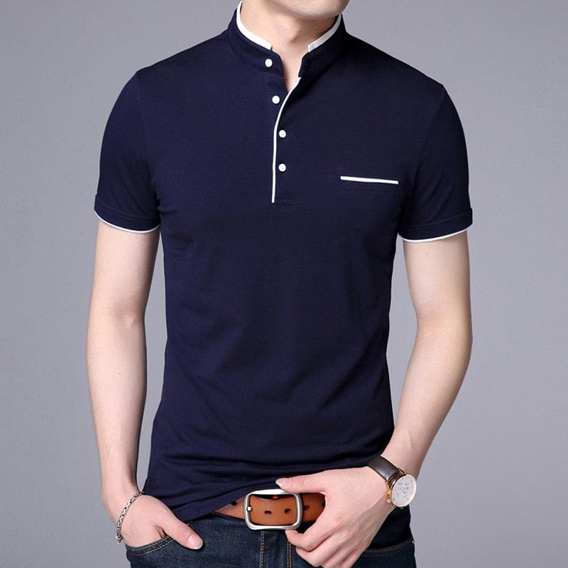 Men's Slim Fit Mandarin Collar Summer Polo Shirt
