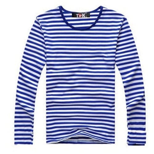 Men's Navy Stripe Long Sleeve Cotton T-Shirt