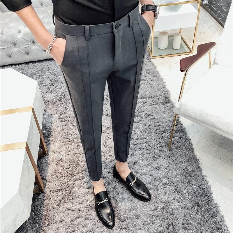 2019 New Fashion Boutique Pantaloni elastici pentru costum Pantaloni casual pentru bărbați de marcă de lux Pantaloni drepti subțiri pentru bărbați Pantaloni pentru bărbați