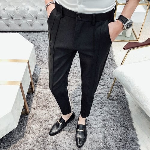 2019 New Fashion Boutique Pantaloni elastici pentru costum Pantaloni casual pentru bărbați de marcă de lux Pantaloni drepti subțiri pentru bărbați Pantaloni pentru bărbați