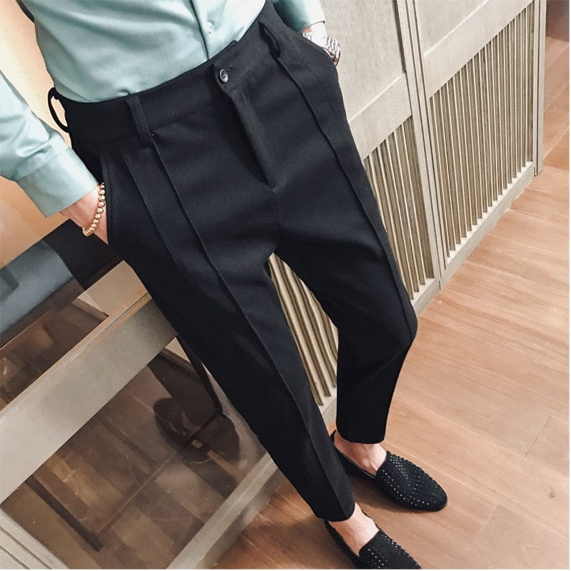 2019 New Fashion Boutique Pantaloni elastici pentru costum Pantaloni casual pentru bărbați de marcă de lux Pantaloni drepti subțiri pentru bărbați Pantaloni pentru bărbați