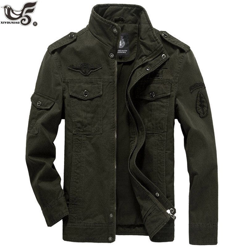 Men's Plus-Size Cotton Military Bomber Jacket