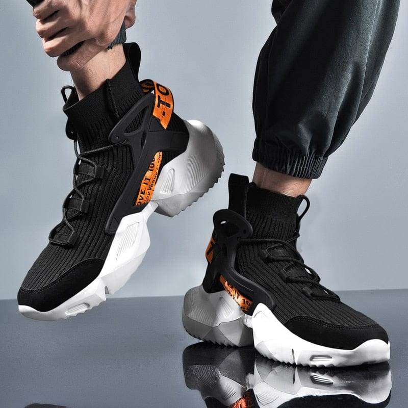 FEOZYZ High Top Fashion Sneakers Men Breathable Running Shoes Knitting Sock Shoes