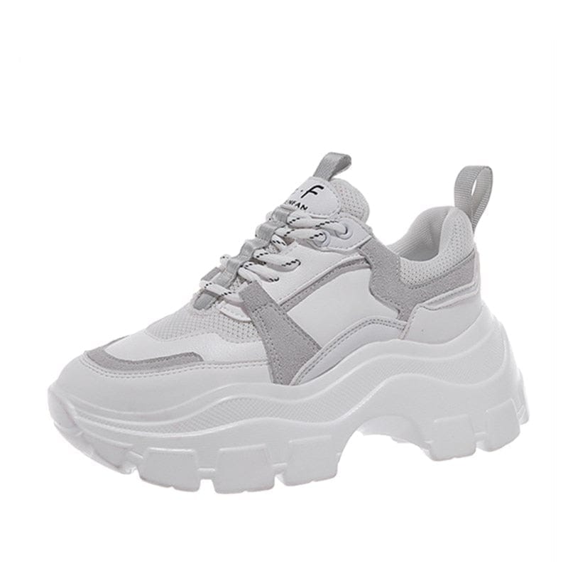 Women's Black White Chunky Platform Dad Sneakers 8cm