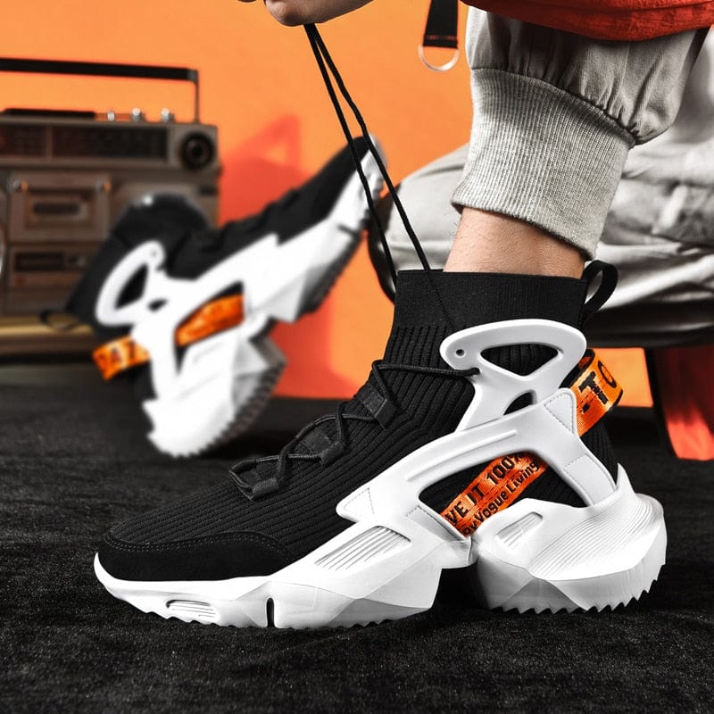 FEOZYZ High Top Fashion Sneakers Men Breathable Running Shoes Knitting Sock Shoes