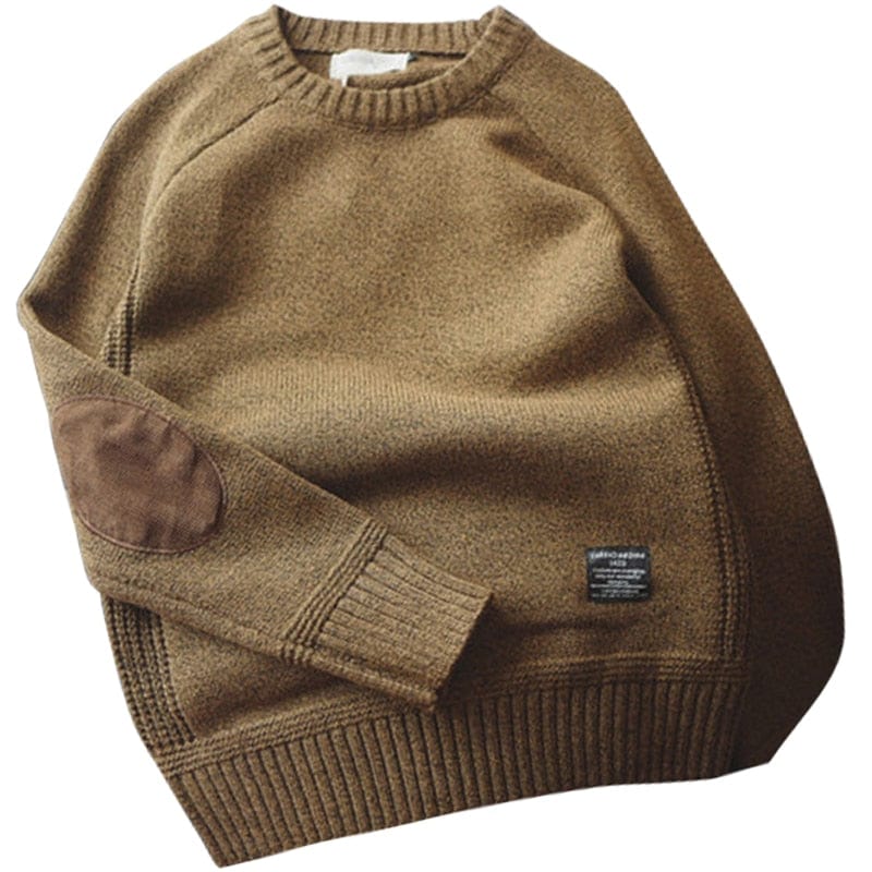 Men's Thick O-Neck Wool Knit Oversize Pullover Sweater