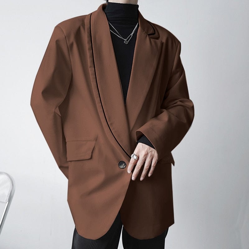 Men's Casual Lapel Long Sleeve One Button Thin Blazer 5XL