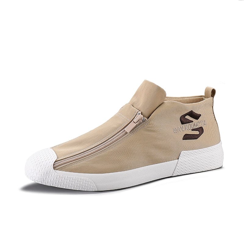 Men's Canvas Double-Zip Casual Loafers Walking Shoes