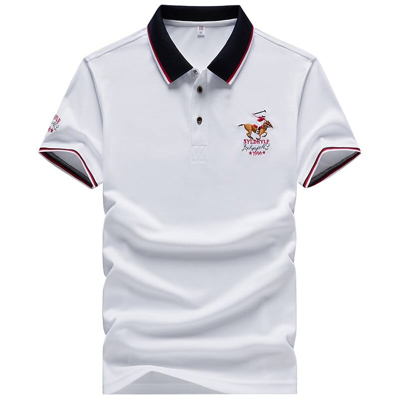 Men's Solid Color Short Sleeve Embroidery Polo Shirt