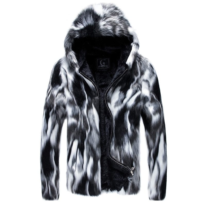 Winter Men's Faux Fur Straight Personality Thickening Fashion Men's Hooded Down Jacket / Male Handsome Add Wool Warm Parkas Coat