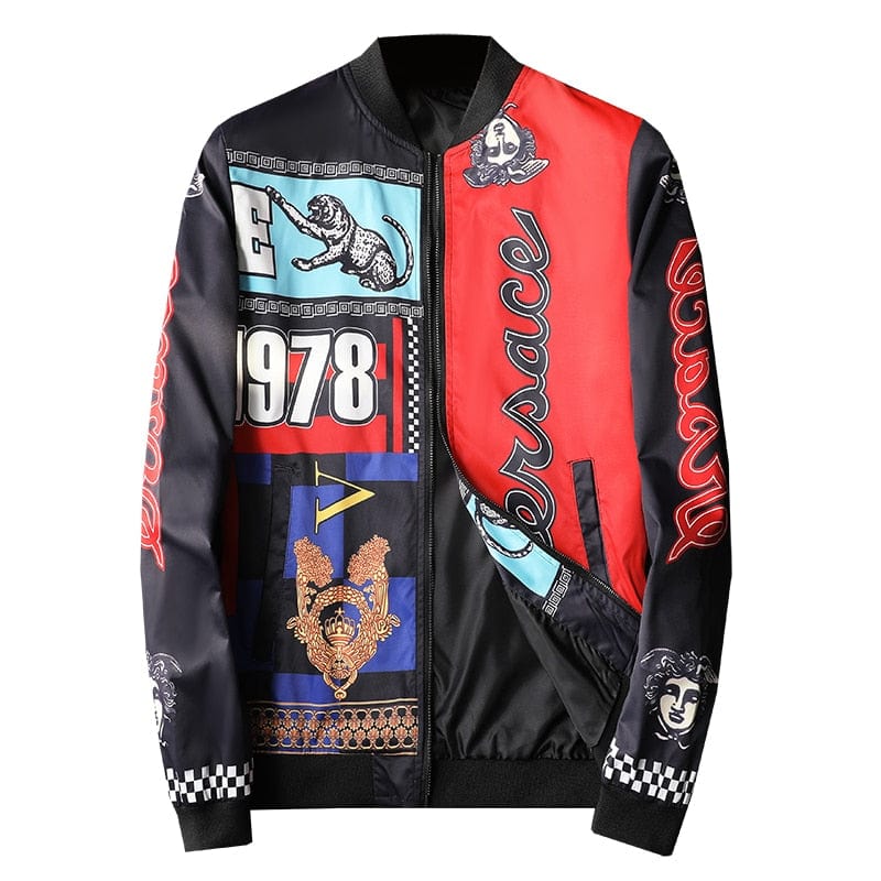 Men's M-5XL Print Stand Collar Casual Stage Jacket