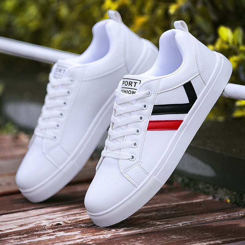 Men's Lightweight Breathable Lace-Up White Casual Sneakers Travel