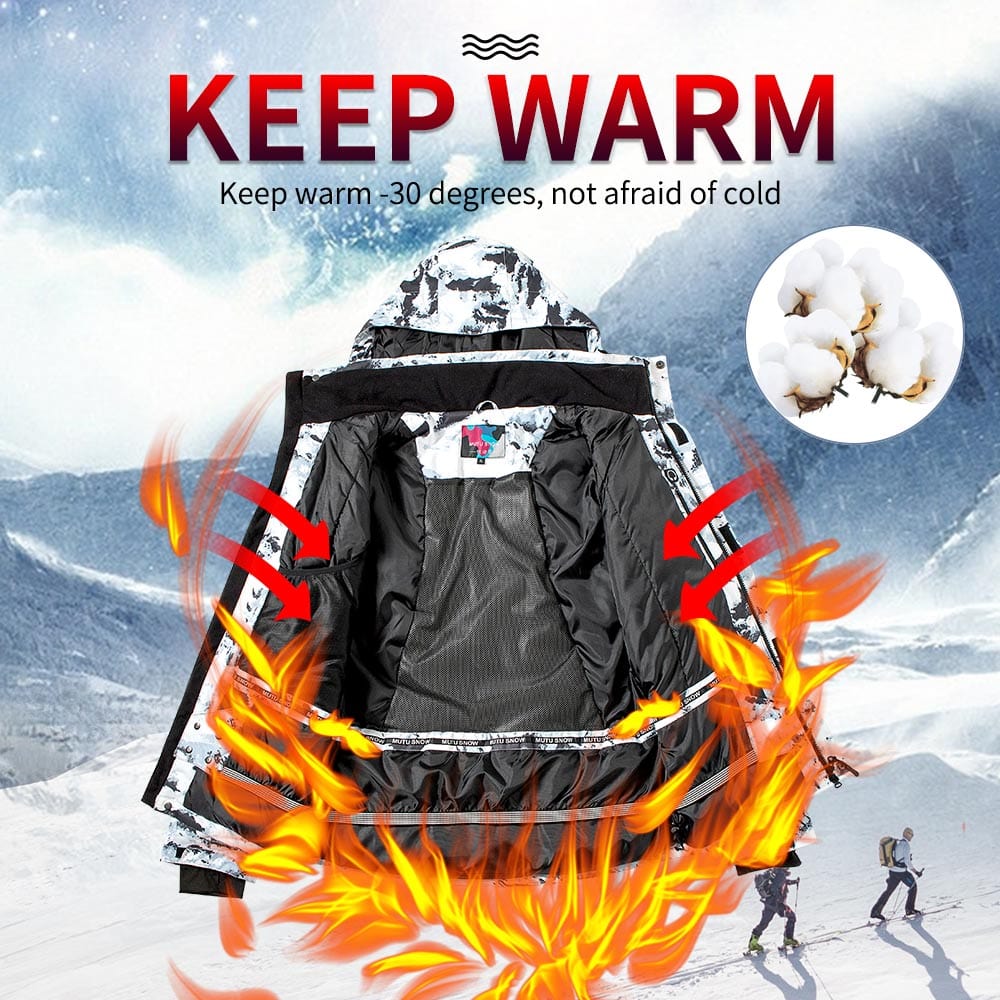 Men's Warm Windproof Waterproof Winter Ski Jacket and Pants