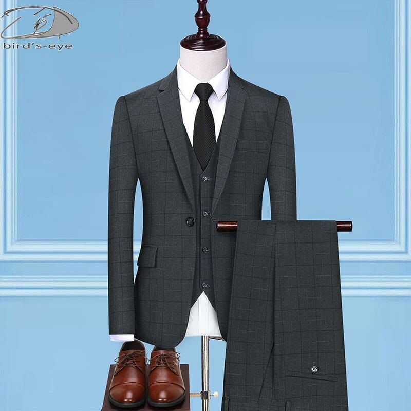 (Jacket+Vest+Pants) 2022 Brand Suit Men 3 Pieces Set One Button Groom Wedding Men Suit Set Fashion Designs Business Men&#39;s Tuxedo