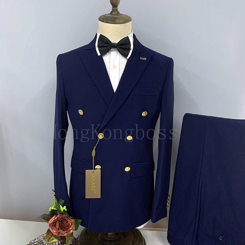 Men's Double-Breasted Blazer & Pants Suit Set