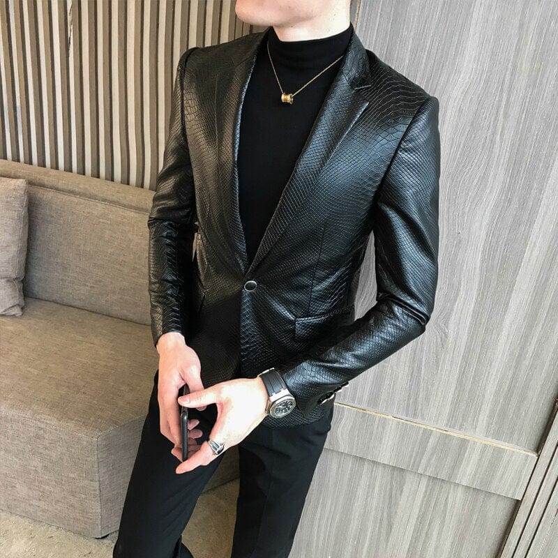 2022 Brand Clothing Men's Spring Slim Casual Leather Jacket/Male Fashion High Quality Leather Blazers/Man Leisure Clothing 4XL