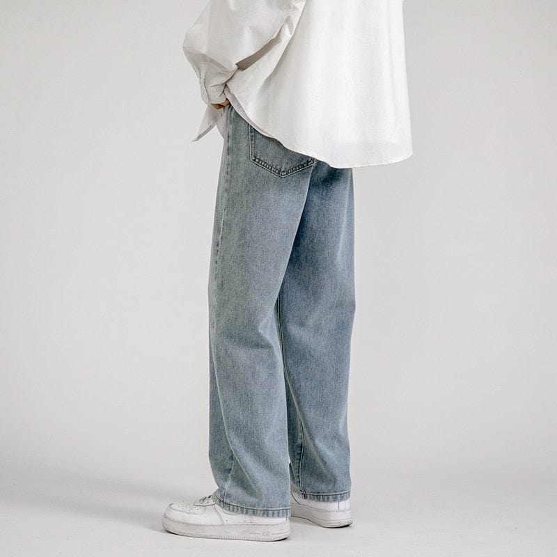 Men's Korean Baggy Straight-Leg Denim Wide-Leg Jeans
