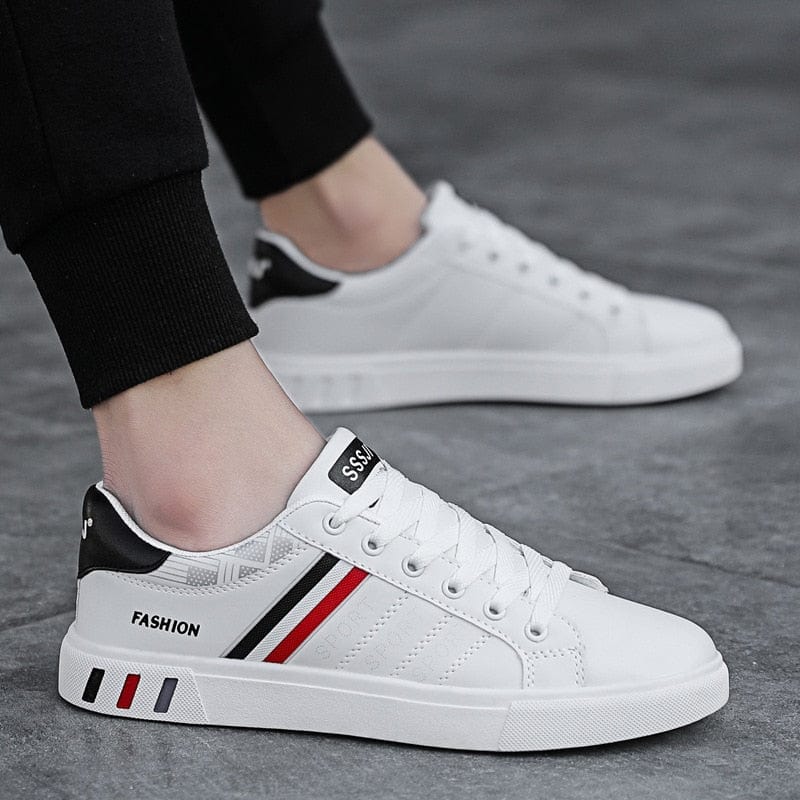 Men's Lightweight Breathable Lace-Up White Casual Sneakers Travel
