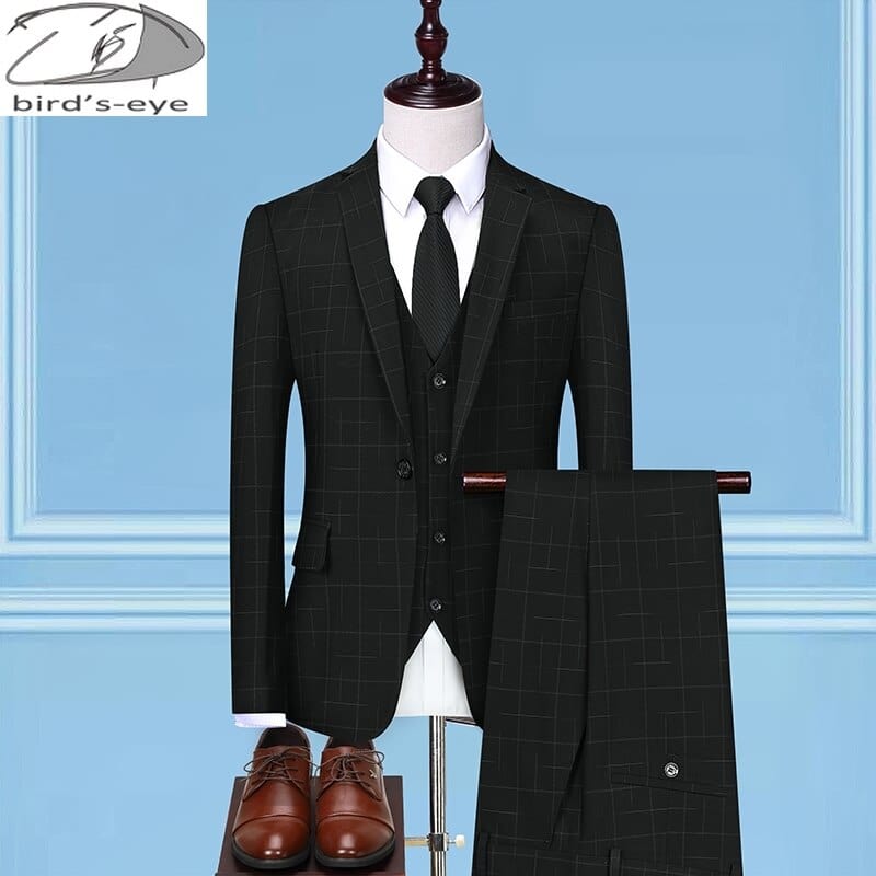 (Jacket+Vest+Pants) 2022 Brand Suit Men 3 Pieces Set One Button Groom Wedding Men Suit Set Fashion Designs Business Men&#39;s Tuxedo