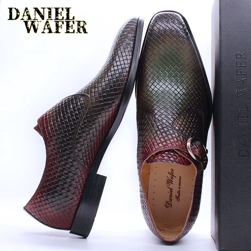 Mocassins de luxe pour hommes, à enfiler avec bride à boucle, coloris mélangés, chaussures décontractées noires pour hommes, chaussures habillées de bureau, de cérémonie et de mariage en cuir véritable