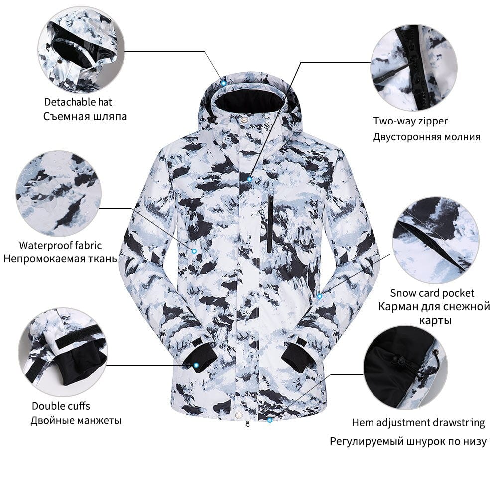 Men's Warm Windproof Waterproof Winter Ski Jacket and Pants