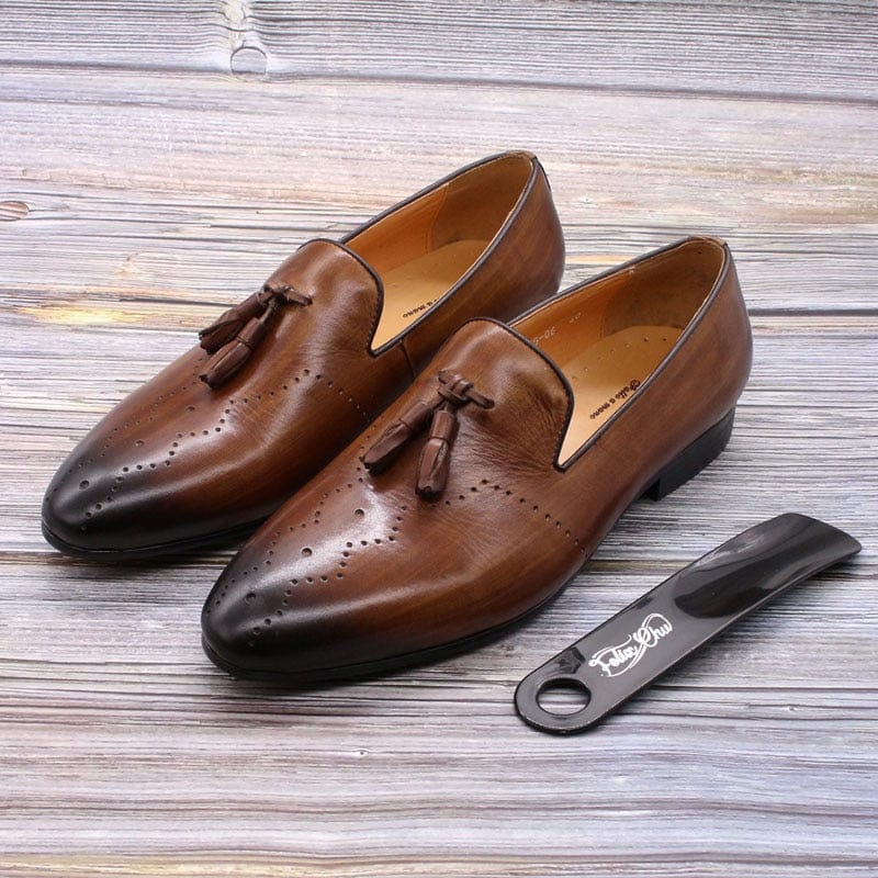Men's Genuine Leather Tassel Loafers Dress Shoes