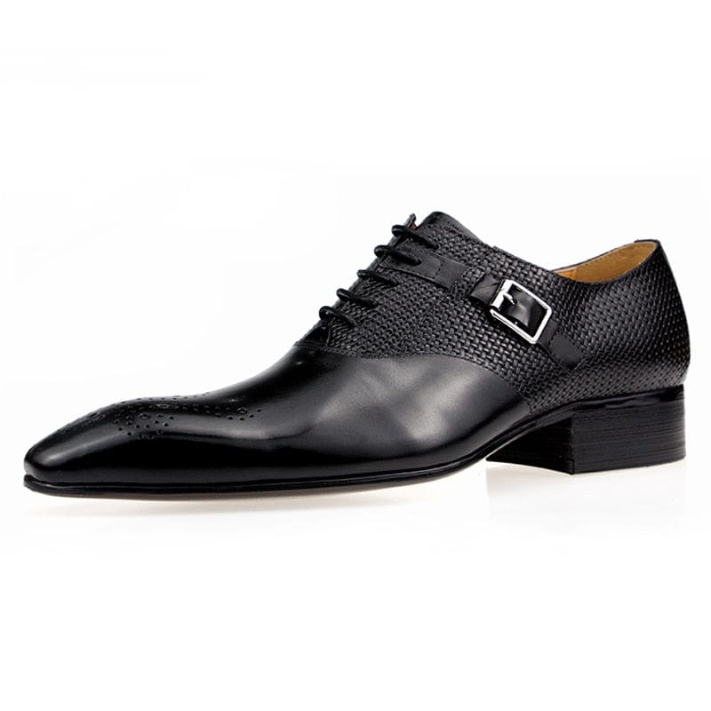 Men's Genuine Leather Pointed-Toe Oxford Dress Shoes
