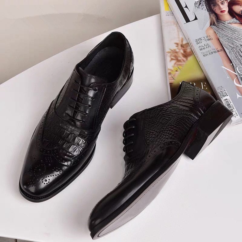 Men's Retro Brogue Oxford Leather Formal Dress Shoes