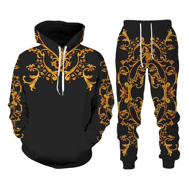 Men's 3D Lion Print Hoodie and Sweatpants Tracksuit