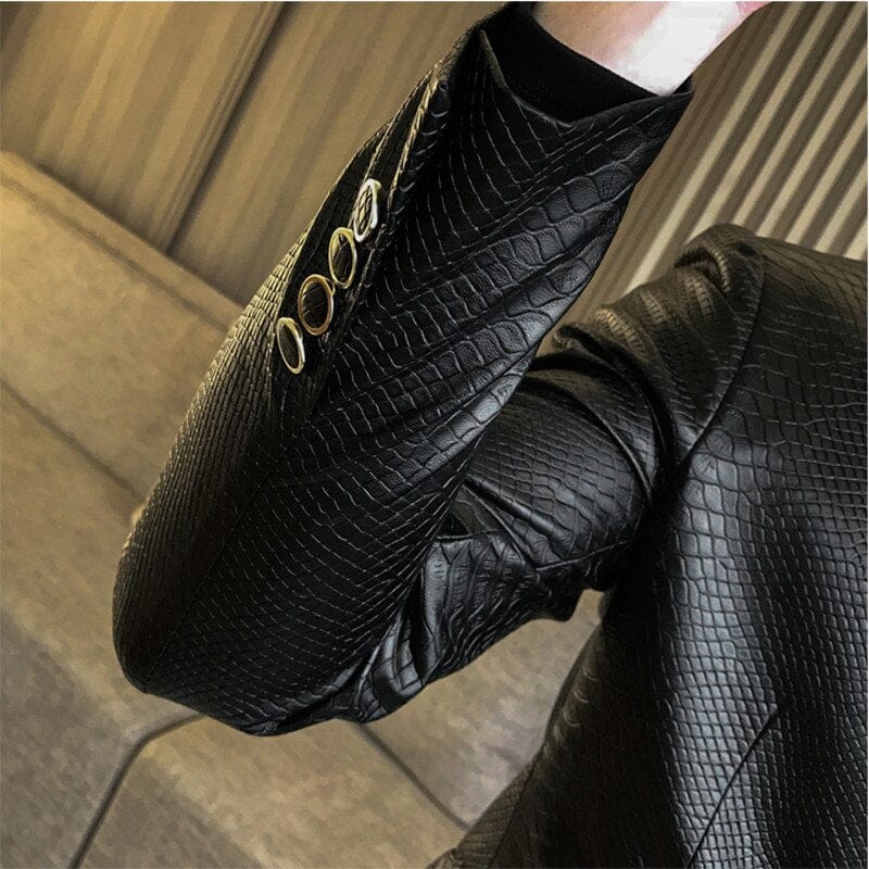 2022 Brand Clothing Men's Spring Slim Casual Leather Jacket/Male Fashion High Quality Leather Blazers/Man Leisure Clothing 4XL