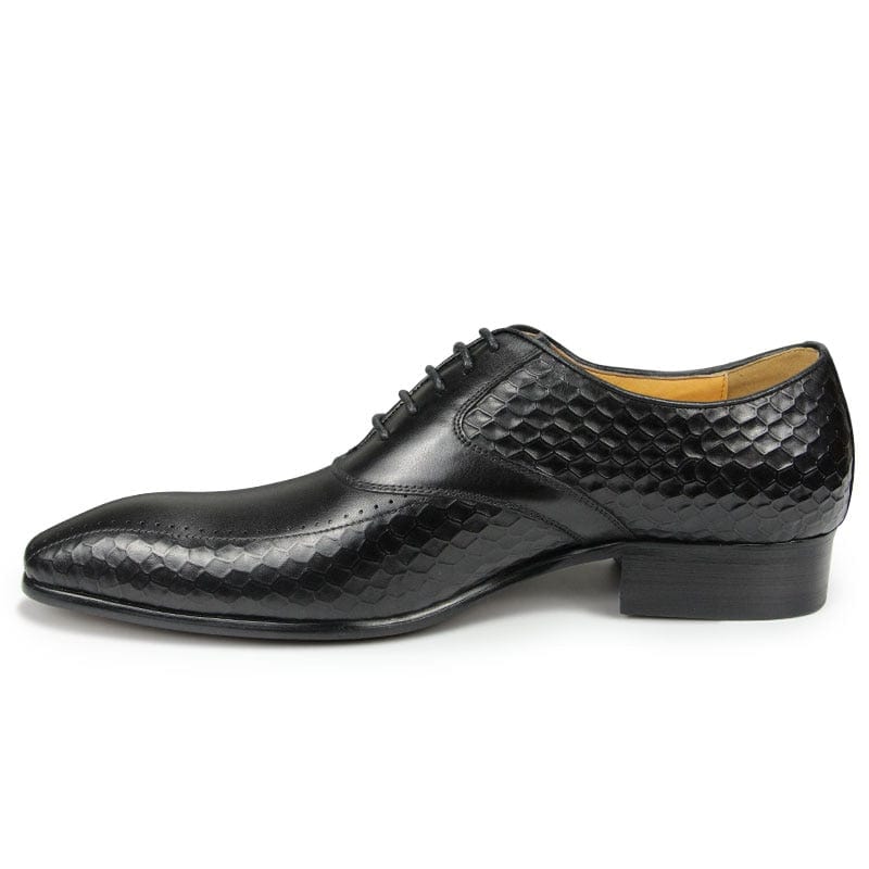 Men's Printed Leather Height Increasing Oxford Dress Shoes