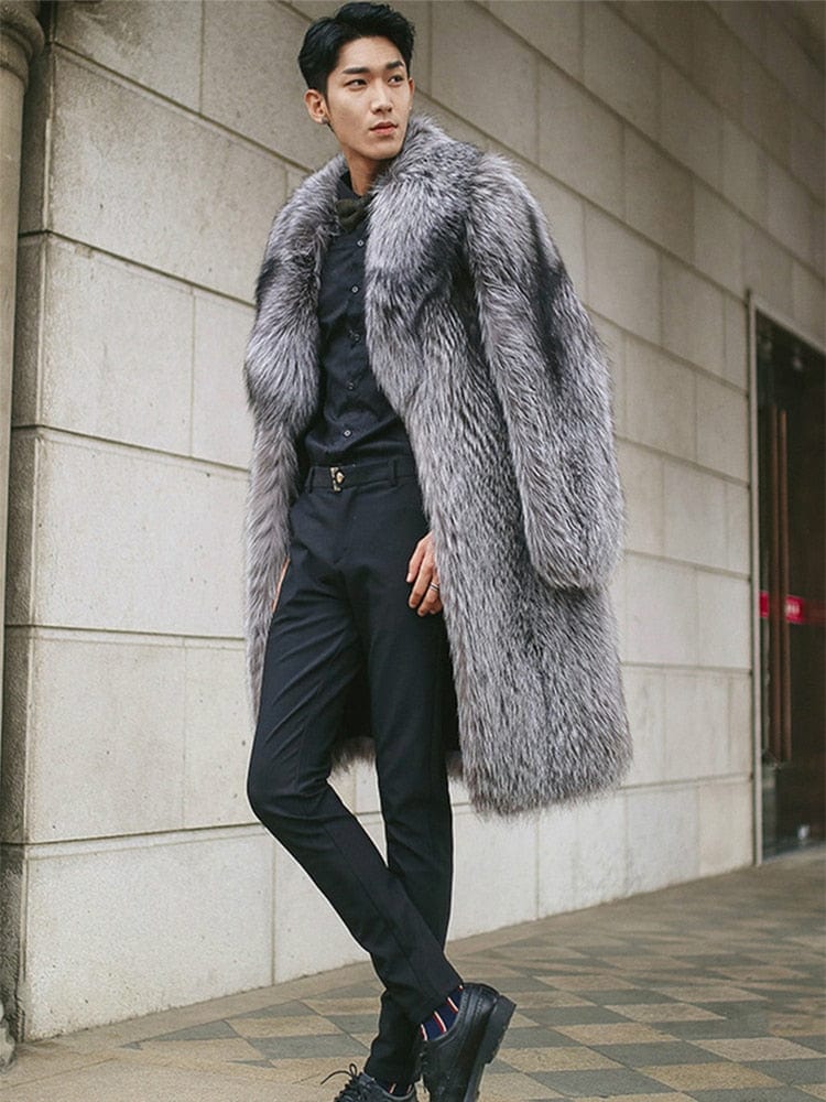 Men's Faux Mink Fur Coat — Loose Fit, Big & Tall