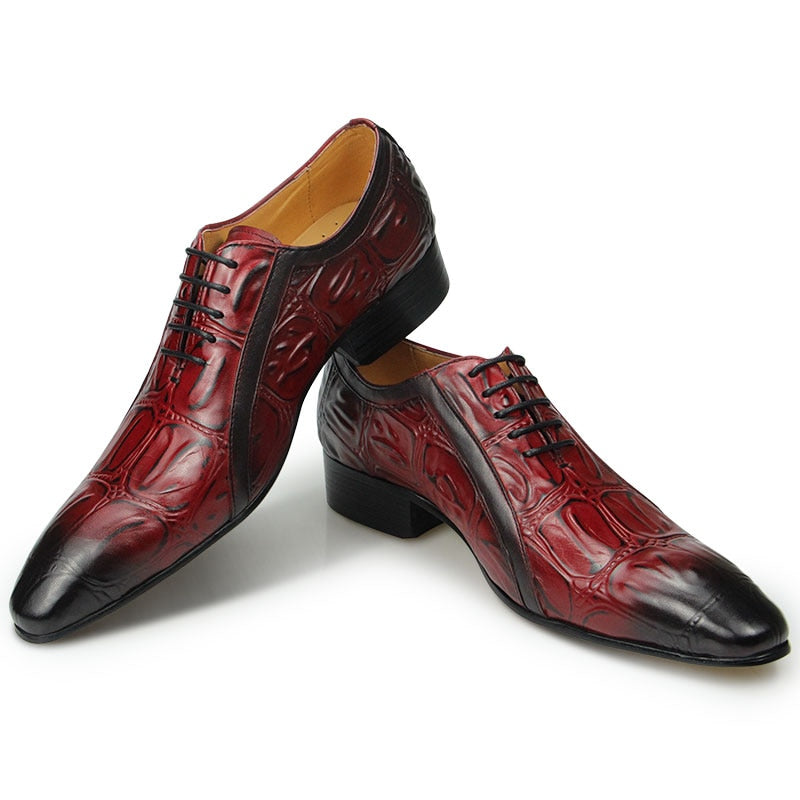 Men's Classic Crocodile Oxford Derby Dress Shoes