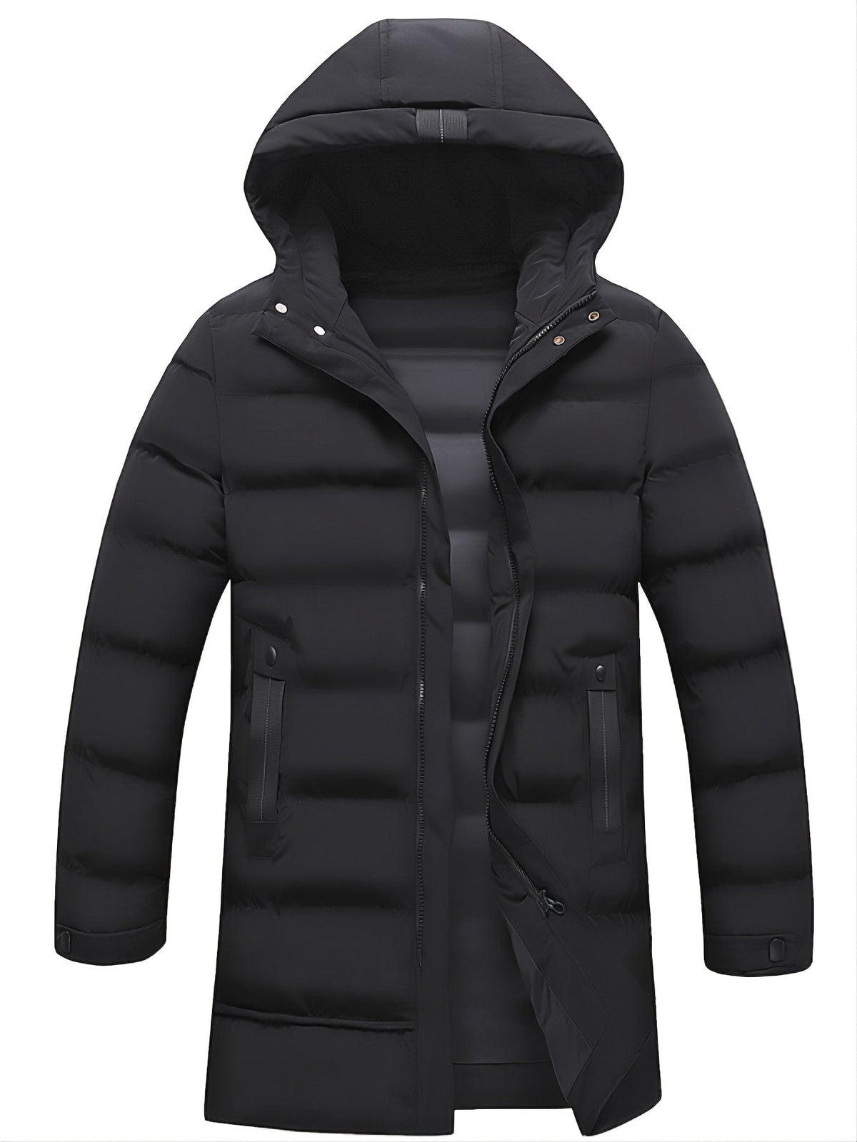 Men's Mid-length Winter Thickened Warm Hooded Padded Jacket