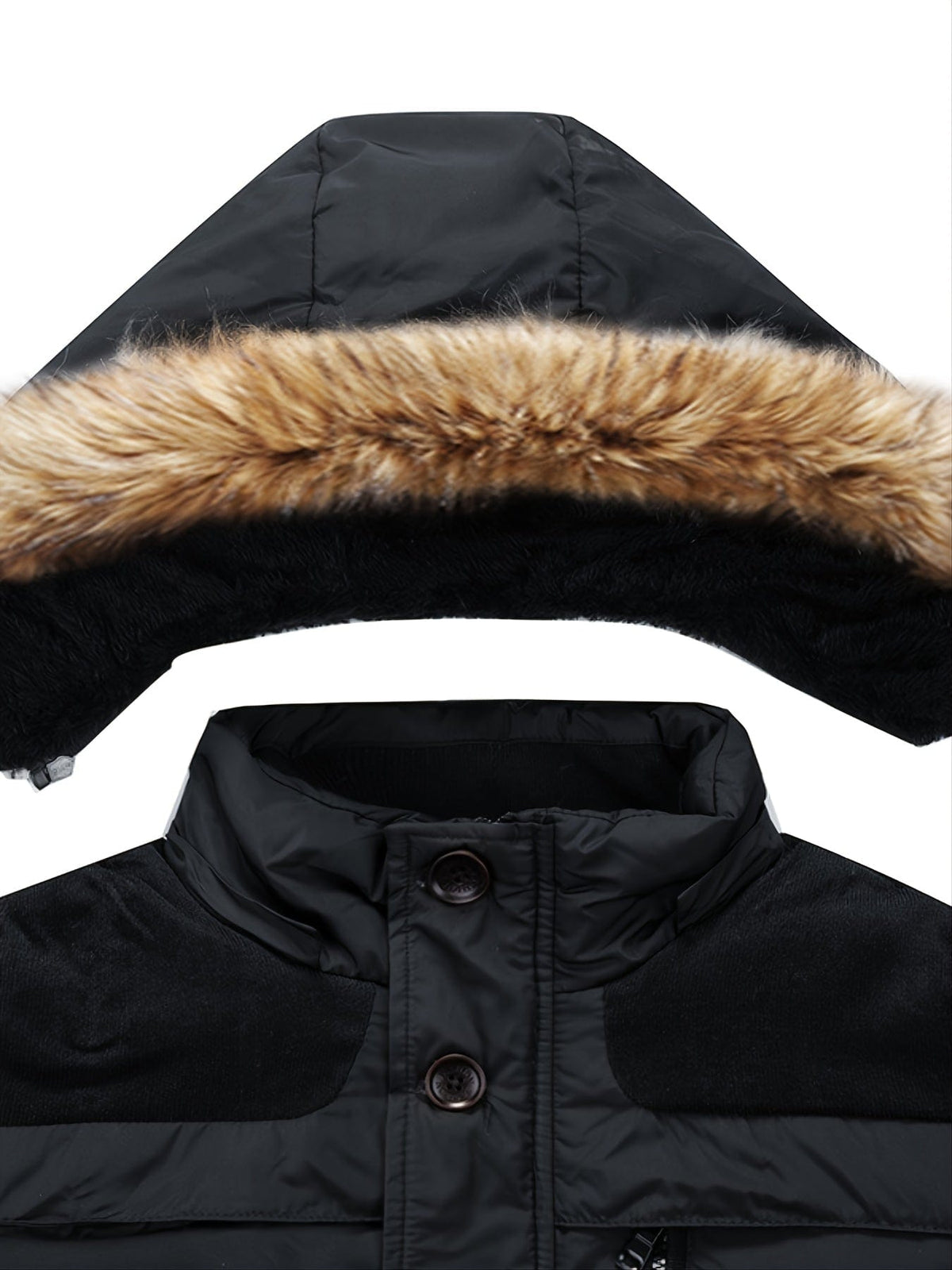 Autumn And Winter New Men's Slim Fleece Hooded Sweater Collar Cotton Coat (Sweater Collar Removable)