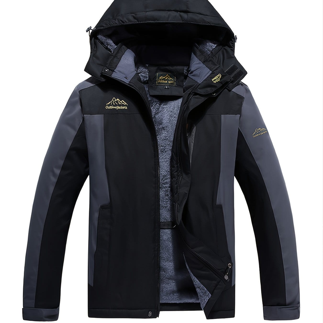 Men's Windproof Fleece Hooded Cotton-padded Jacket, Casual Out Stitching Warm Jacket For Autumn/Winter